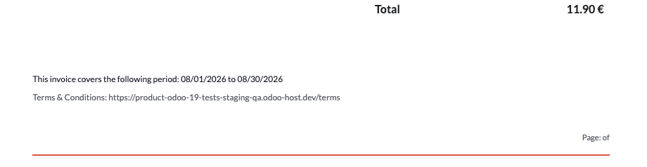 Screenshot 15 shows how the service period is appended to the invoice.